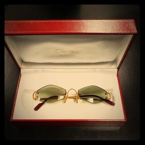 Vintage Cartier Hexagon Rimles Sunglasses 18k Gold